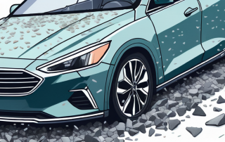 Nahaufnahme einer Windschutzscheibe mit deutlich sichtbaren Steinschlaegen, zeigt Schadensausmass und Reparaturbedarf.