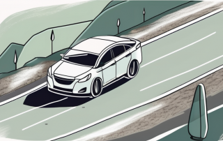 A car on a road with visible stone chips on the windshield