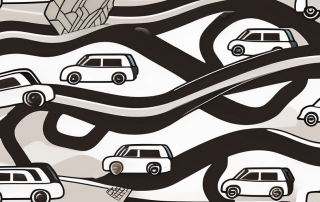 A vehicle confidently navigating through a challenging road