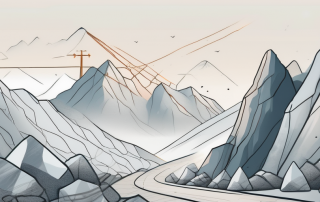 A mountain landscape with falling rocks