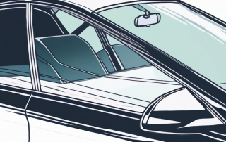 Nahaufnahme der Windschutzscheibe eines Autos, betont hochwertiges, langlebiges Material ohne Steinschlagschaeden, wirksame Steinschlagverhuetungstechniken.