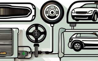 A car equipped with various security features like a steering wheel lock