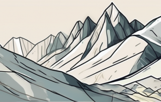 A mountain landscape with visible signs of rockfall and practical safety measures like protective netting and warning signs