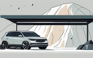 A vehicle parked under a protective canopy