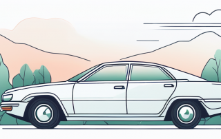 Modernes, stromlinienfoermiges Auto parkt in ruhiger, offener Umgebung mit viel Gruen unter klarem Himmel, symbolisiert Einsparpotenzial bei Autoversicherungen durch strategische Entscheidungen.