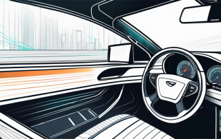 Moderner Fahrzeug-Armaturenbrett mit fortschrittlichen Sicherheitssystemen und Technologien zur Erhoehung der Fahrersicherheit, wichtige Werkzeuge deutlich hervorgehoben.