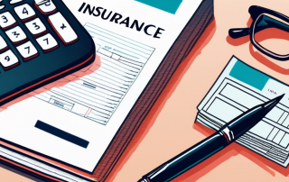 Auto-Versicherungsunterlagen mit hervorgehobenen Bereichen, Rechner und Brille zur Analyse und Entmythologisierung ueblicher Irrtuemer bei Kfz-Versicherungen.