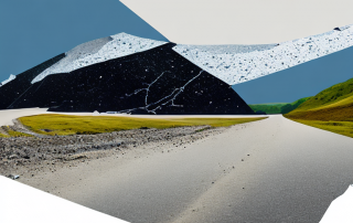 Kieselstein zerstoert Windschutzscheibe auf abgelegener Kiesstrasse, zeigt Schaden deutlich.