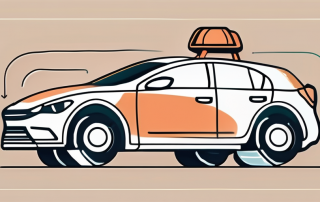 A car with a safety shield around it