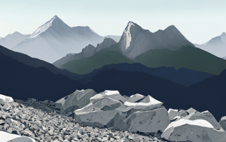 Berglandschaft mit lockeren Felsen und Geröll, Hinweis auf Steinschlaggefahr und Notwendigkeit von Praeventivmassnahmen.