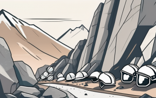 A mountain landscape with loose rocks tumbling down the slope