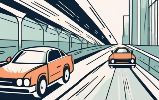 A car on a fast lane of a highway