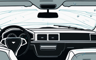 Nahaufnahme einer Windschutzscheibe mit sichtbarem Steinschlag und professionellen Reparaturwerkzeugen im Hintergrund, unterstreicht die Wichtigkeit schneller Reparatur.