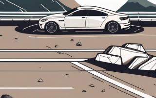 A car on a mountainous road