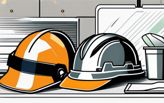 Sicherheitsausruestung wie Helme, Handschuhe und Warnwesten ordentlich auf einer sauberen Arbeitsflaeche, betont die Bedeutung richtiger Schutzausruestung fuer die Sicherheit der Fahrer.