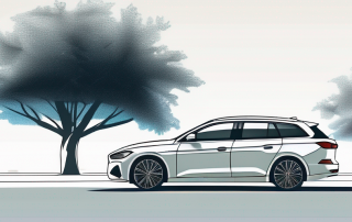 Auto geparkt unter grossem Baum an sonnigem Tag, mit hochwertigen Sonnenschutz an den Fenstern zur Bewahrung des Fahrzeuginnenraums vor Sommerhitze.