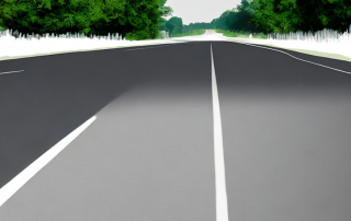 Autoscheibe mit kleinem Steinschlag-Riss auf ruhiger Vorstadtstrasse, Wichtigkeit von Versicherungsschutz betonend.