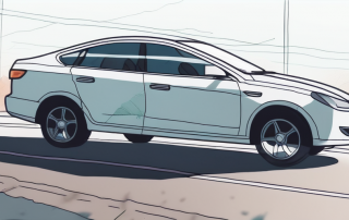 Nahaufnahme einer Windschutzscheibe mit deutlichem Steinschlag, vor verschwommenem Strassenhintergrund, unterstreicht Dringlichkeit und Gefahr.