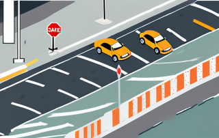 Verkehrsszenarien mit belebten Kreuzungen, Autobahneinfahrten, Fussgaengerueberwegen und Verkehrsschildern zur Verdeutlichung von Strassenrisiken und sicheren Fahrpraktiken.