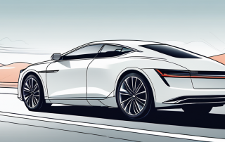 Moderner, eleganter Auto steht auf freier Strasse unter klarem Himmel, Symbol fuer Freiheit und Schutz durch KFZ-Versicherung.