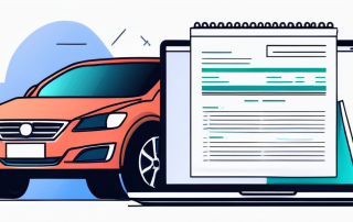 Autoversicherungsunterlagen und moderner Laptop zur Darstellung des Vergleichs von Versicherungsplaenen zum Sparen