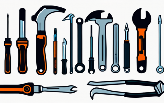 Autowerkzeug-Set fuer Fahrzeugwartung, einschliesslich Schraubenschluessel, Schraubendreher und Diagnosewerkzeuge in einer sauberen Werkstatt