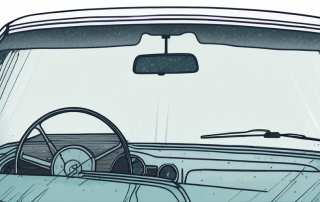 Nahaufnahme einer klaren Windschutzscheibe mit glatter Oberflaeche und Transparenz, betont durch natuerliches Licht, zeigt effektive Steinschlagreparatur ohne sichtbare Schaeden.