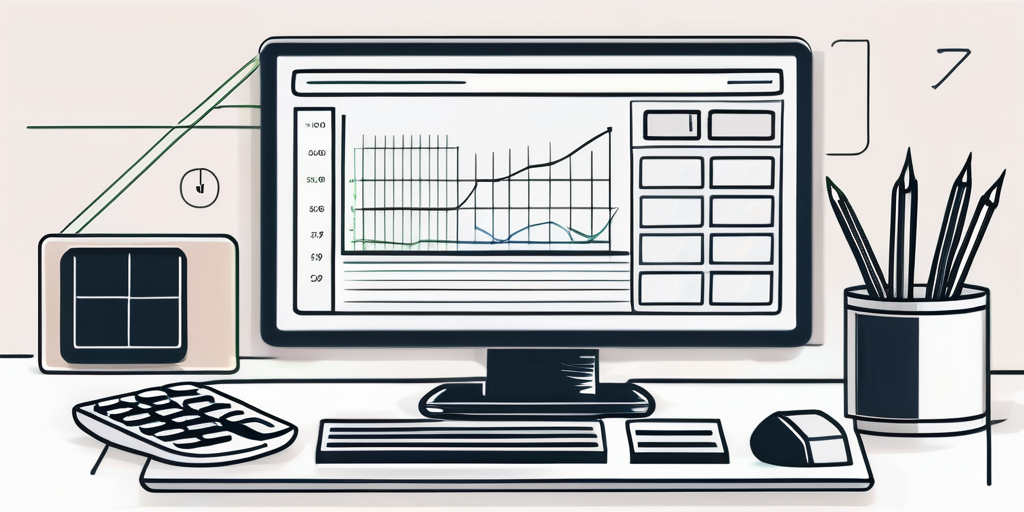 moderner arbeitsplatz mit laptop und finanzrechner interface fuer effiziente online kreditberechnungen