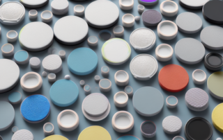 Various types of polierpad (polishing pads) displayed neatly