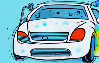 A car in the process of being painted in a garage