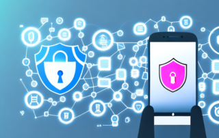 A smartphone with a shield symbol on the screen