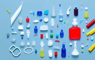 Various plastic items such as a bottle