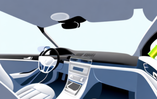 A car interior with various cleaning tools like a vacuum