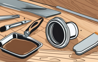 Various tools and products (like a paint scraper