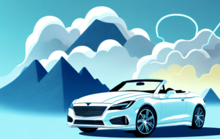 A convertible car with its top down