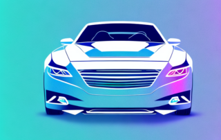 A sleek car with vibrant