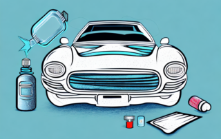 A plastic toy car with visible scratches on it and a cloth and a bottle of scratch remover next to it