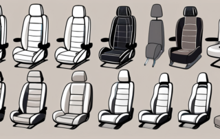Various car seats with different types of upholstery in a clean