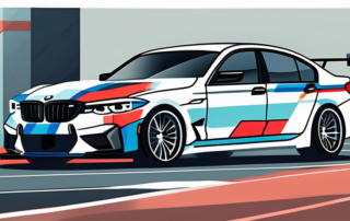 A bmw car with m performance stickers on it