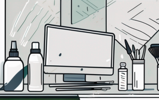 A plastic display with visible scratches