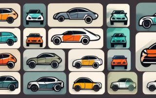 A variety of unique car stickers in different shapes and colors
