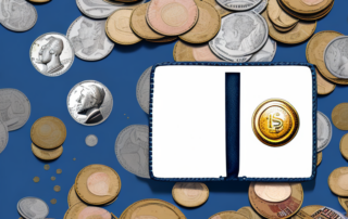 A wallet with coins and bills partially sticking out