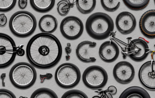 Various types of bicycle tires (folien) displayed prominently