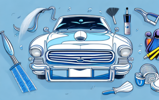 A variety of car detailing tools such as polish