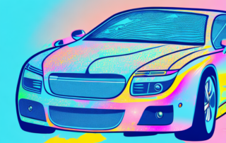 A car in the process of being wrapped in a glossy