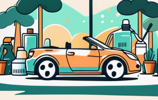 A convertible car with a focus on its open top