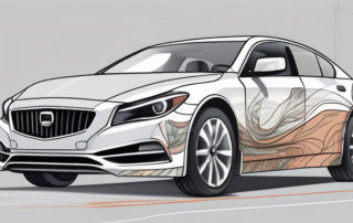 A car in the process of getting a vehicle wrap