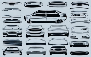 Different types of windshield stickers placed on a car's front windshield