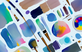 Various painting tools such as brushes