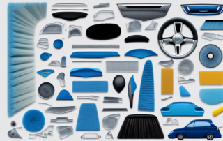 Various car interior parts like dashboard